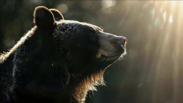 The majestic bear stands tall against the backdrop of a beautiful sunrise.
