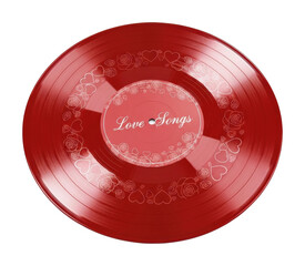 Romantic love songs vinyl record home music cozy atmosphere isolated on transparent background