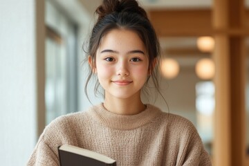 College Student Enjoying a Novel in Quiet Setting