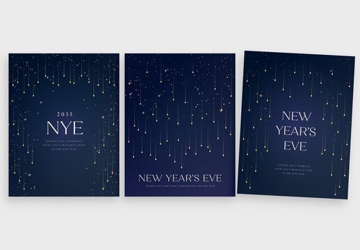Luxury New Years Eve Party Flyer Poster Template in Luxe Minimalist Style