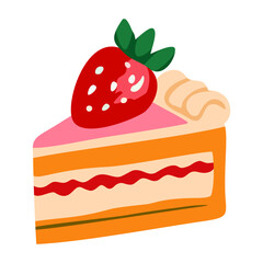 vector illustration of a delicious slice of strawberry cake