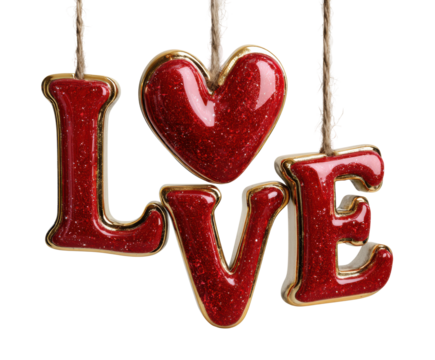 Love symbols for home valentine’s day artistic isolated on transparent background