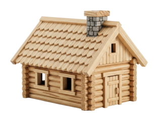 Building a cozy wooden cabin model workshop craft project home diy isolated on transparent background