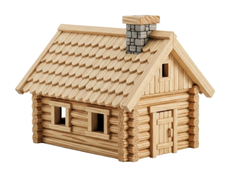 Building a cozy wooden cabin model workshop craft project home diy isolated on transparent background - Powered by Adobe