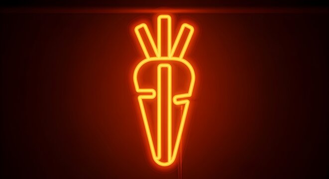 Neon carrot sticks icon in parallel glowing orange bars with crisp edges.