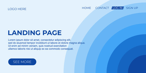 Modern Blue Gradient Landing Page Background with Abstract Circular Layer Design