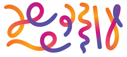 Bright gradient abstract lines and swirls, colorful modern wave strokes on white background, minimal vibrant ribbon composition