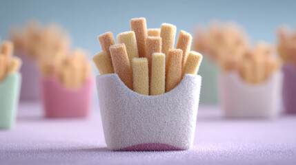 Fluffy French Fries Dessert Treats Close Up