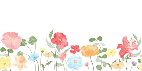 watercolor arrangements with small flower. Botanical illustration minimal style.