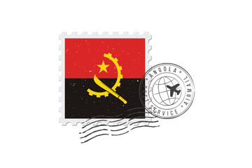 Postage stamp Angola. Rubber postal stamp Angola. Vintage vector illustration in grunge style.
