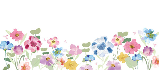 watercolor arrangements with small flower. Botanical illustration minimal style.