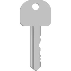 Simple Silver Key With Serrated Edge on Transparent Background Ideal For Security and Access Concepts