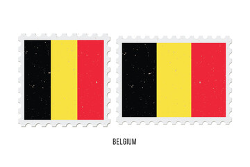 Postage stamp Belgium. Vintage vector illustration in grunge style.