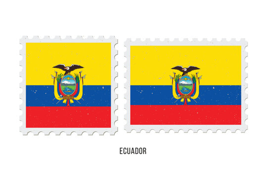 Postage stamp Ecuador. Vintage vector illustration in grunge style.