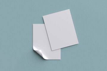 A4 or A5 paper for mockup with blue background