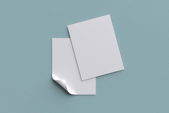 A4 or A5 paper for mockup with blue background