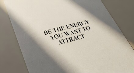 Inspirational quote on a white paper with a motivational message encouraging positive energy and attraction in life