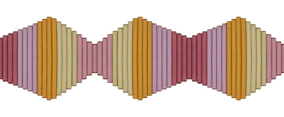 cigarettes of different colors on white background, top view