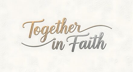 Inspirational wall art with the phrase 'Together in Faith' written in elegant cursive script on a light textured background