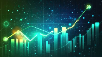 Futuristic stock market chart with an upward trend and luminous elements