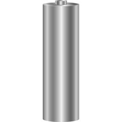 Single AA Battery Power Source with Metallic Silver Finish Isolated on Transparent Background Studio Shot