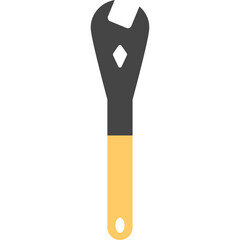 Single Open End Wrench With Yellow Handle And Grey Head And Diamond Shape Cutout Isolated On White Background Graphic Illustration