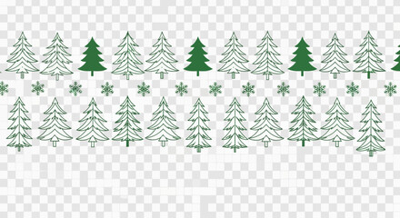 Festive Christmas tree and snowflake border design for holiday season decoration banner vector