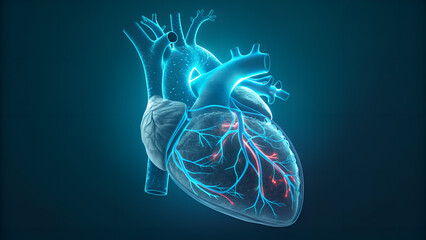 Stunning glowing heart anatomy for medical research, educational presentations, and healthcare marketing. Dynamic anatomical heart for science visuals