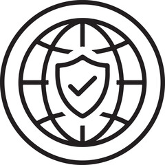 Global network security shield with checkmark icon