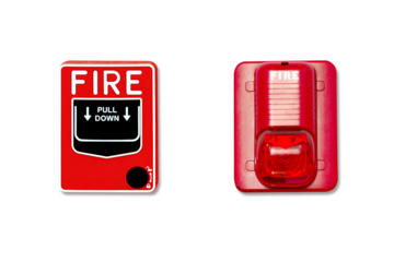 Red fire alarm isolated on white background