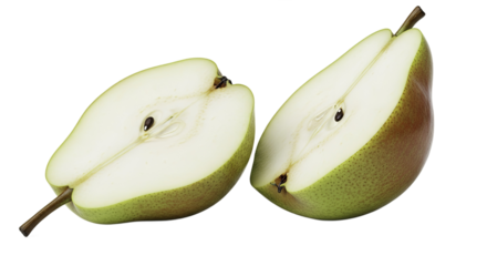 Halved Pears Displayed Against a Gradient Background