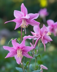 Close-up of three delicate pink flowers