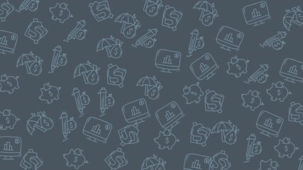 Scattered icons for money security and finance topics  suitable for financial blogs, presentations, and social media graphics.