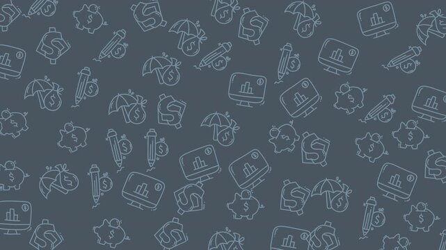 Scattered icons for money security and finance topics  suitable for financial blogs, presentations, and social media graphics.
