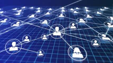 Interconnected network of people within a digital matrix - Powered by Adobe