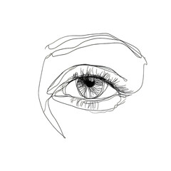 Minimalist Abstract One Line Art Illustration of a Human Eye