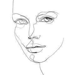 Abstract One Line Art Illustration of a Minimalist Female Face