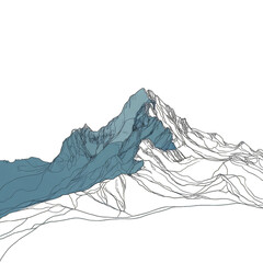 Abstract minimalist line art illustration of a blue icy mountain range.