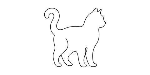 Continuous one line drawing of a cute cat. Minimalist single line style cat hand drawn vector illustration © MD