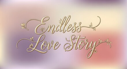 An elegant and decorative text design displaying the phrase 'Endless Love Story' with floral accents on a soft, blurred background