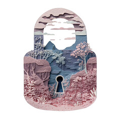 Imaginative Paper Cut Padlock with Enchanting Landscape Scene
