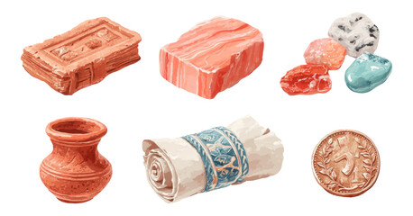 Illustrative Representation of Ancient Artifacts and Cultural Treasures