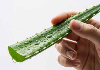 Hand Holding Fresh Aloe Vera Leaf &ndash; Natural Skincare and Herbal Plant