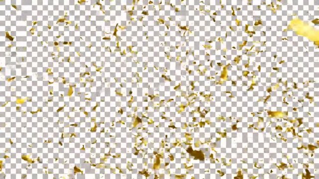 Shimmering golden confetti on transparent backdrop
