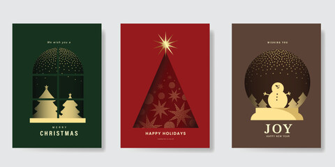 Christmas Luxury gold  invitation card design vector. Christmas pine leaves, snowflake with gold foil and spot texture on navy blue background. Design illustration for cover, print, poster, ads.