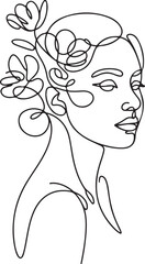 Continuous Line Art Illustration of Relaxed Woman Holding Wine Glass