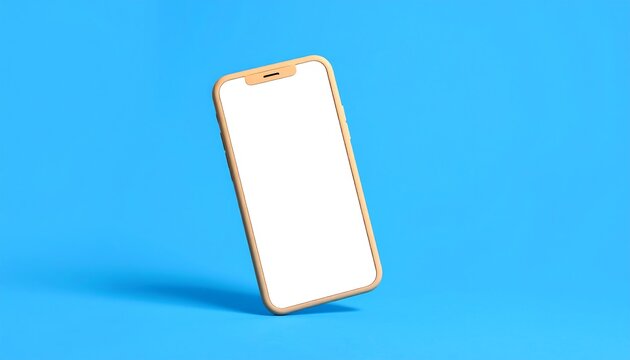 A digitally rendered smartphone with a gold-colored frame, floating diagonally against a vibrant blue backdrop
