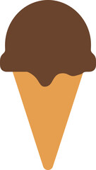 Chocolate ice cream cone front view