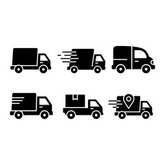 Delivery Truck Icon Set – Transport and Logistics Symbols Collection