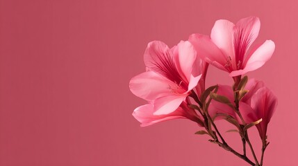 Pink flowers against a vibrant pink background
